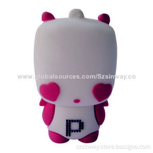 Rubber Panda Cartoon USB Flash Drive, 2 to 64GB Capacity Range